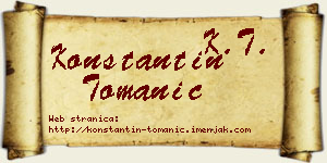Konstantin Tomanić vizit kartica